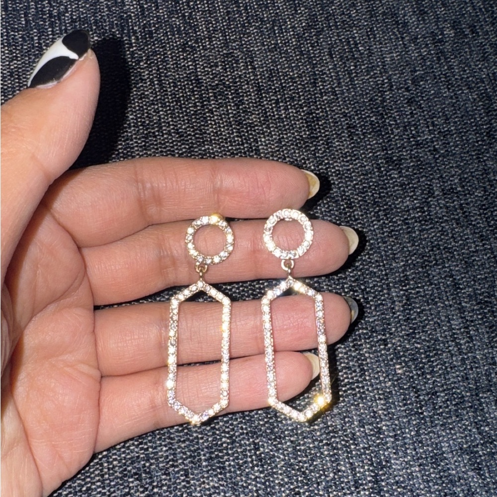 Elegant Gold tone Rhinestone Drop Earrings